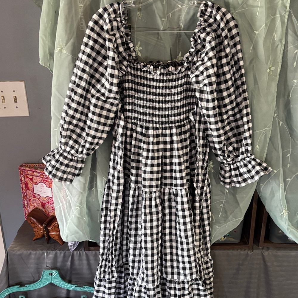 R. Vivimos Black and White Gingham Dress